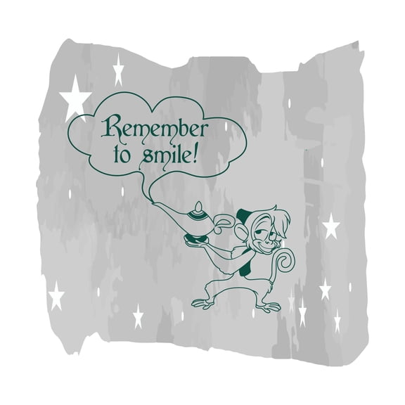 Remeber To Smile! Cute Cartoon Monkey Magical Quote Vinyl Design Wall Art Sticker Designs Vinyl Stickers For Home House Walls Rooms Windows Bedroom Decoration Size (20x20 inch)