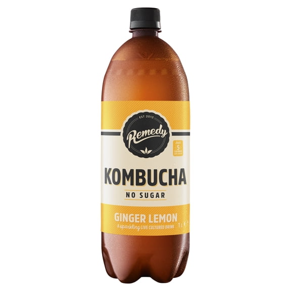 Remedy Kombucha Ginger Lemon 1L, Imported from Britain