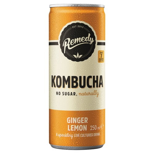 Remedy Kombucha Ginger Lemon 250ml, British Import (Pack of 6)