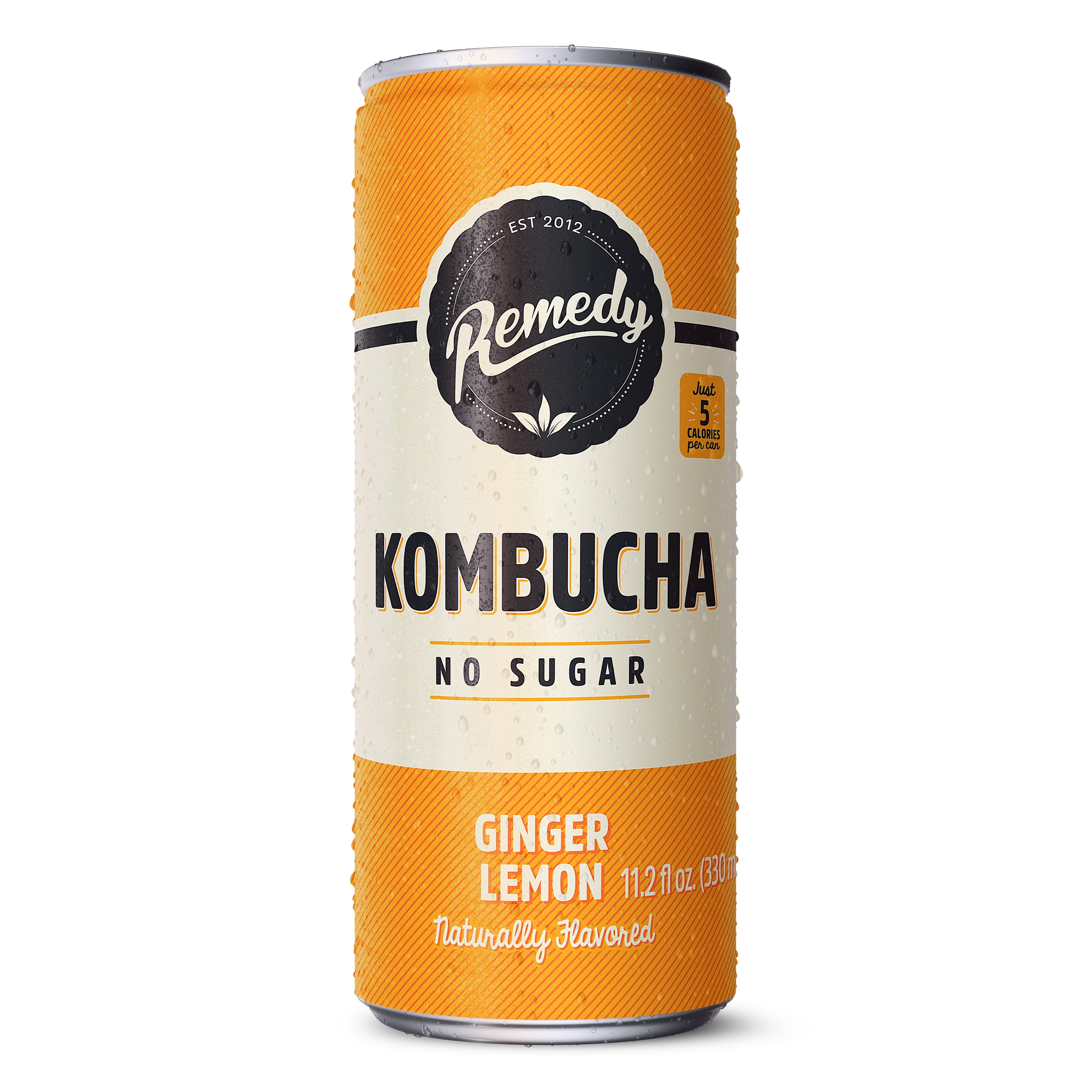 Remedy Kombucha Ginger Lemon Low Calorie Sugar Free, 11.2 oz Can