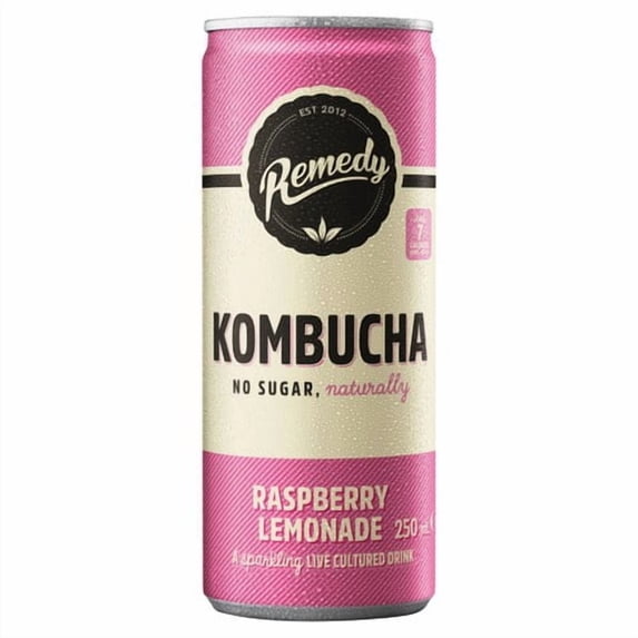 Remedy Kombucha Raspberry Lemonade 250ml, British Import (Pack of 6)
