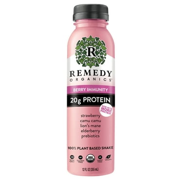 Remedy Organics Plant Based Berry Immunity Nutritional Instant General Wellness Shake, 12 fl oz