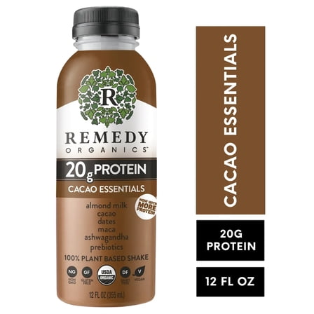 Remedy Organics Plant Based Cacao Essentials Nutritional Instant General Wellness Shake, 12 fl oz