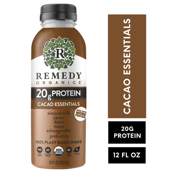 Remedy Organics Plant Based Cacao Essentials Nutritional Instant General Wellness Shake, 12 fl oz