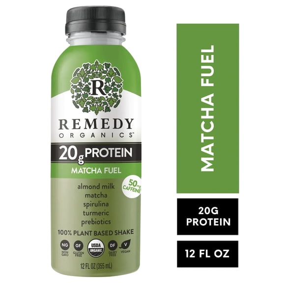 Remedy Organics Plant Based Matcha Fuel Nutritional Instant General Wellness Shake, 12 fl oz