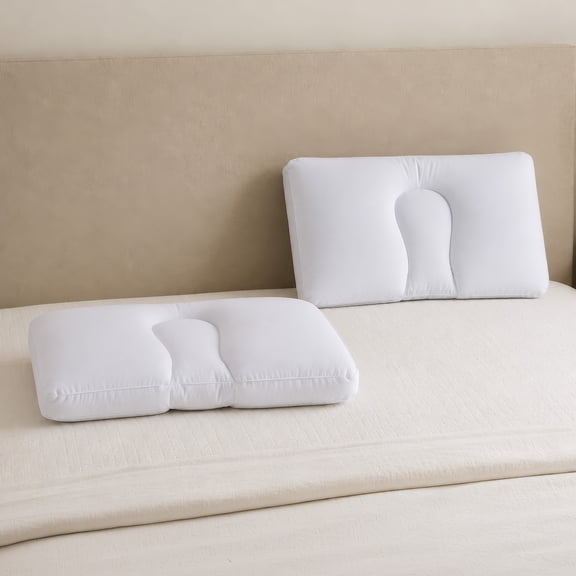 Remedy Set of Two 20.5x11 Microbead Neck Pillows for Sleeping and Travel, White