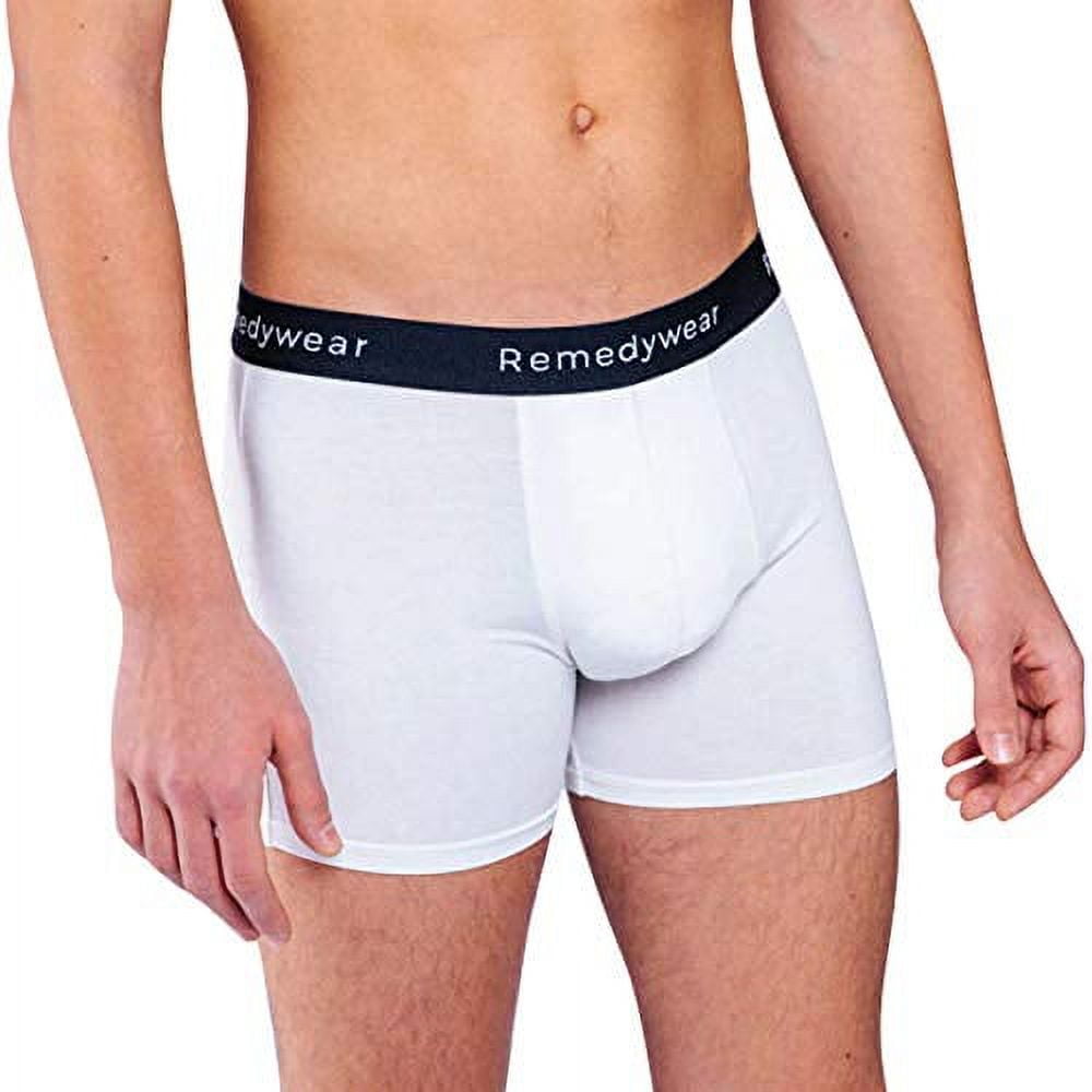 Remedywear Men's Boxer Briefs, Jock Itch, Allergy, Eczema Relief Underwear  with Soothing Fibers, TENCEL and Zinc (White, XL)
