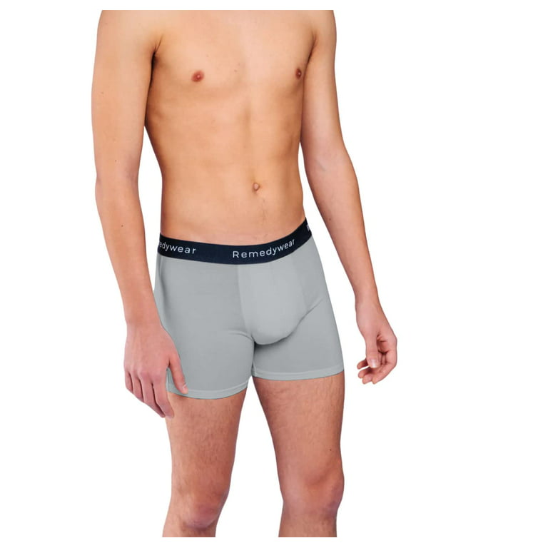 Remedywear Men's Boxer Briefs, Jock Itch, Allergy, Eczema Relief Underwear  with Soothing Fibers, Tencel and Zinc (Gray, S) 