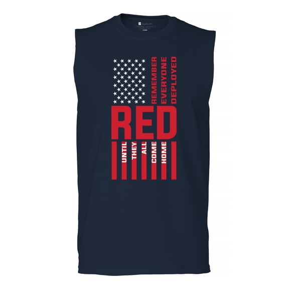 Remember Everyone Deployed Muscle Shirt Until They All Come Home RED Friday Military US Flag American Patriot Men's
