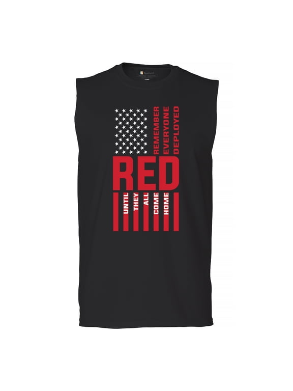 Remember Everyone Deployed Muscle Shirt Until They All Come Home RED Friday Military US Flag American Patriot Men's