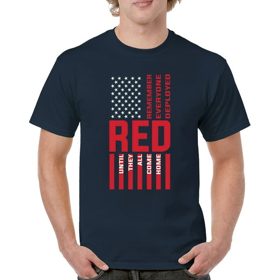Remember Everyone Deployed T-shirt Until They All Come Home RED Friday Military US Flag American Patriot Men's Tee