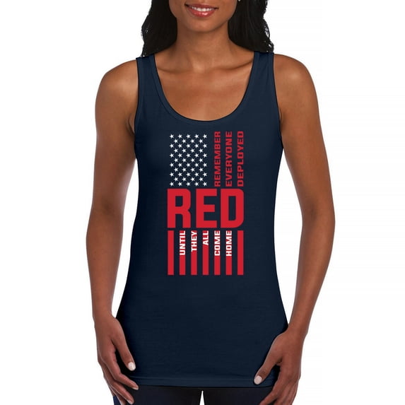 Remember Everyone Deployed Women's Tank Top Until They All Come Home RED Friday Military US Flag American Patriot