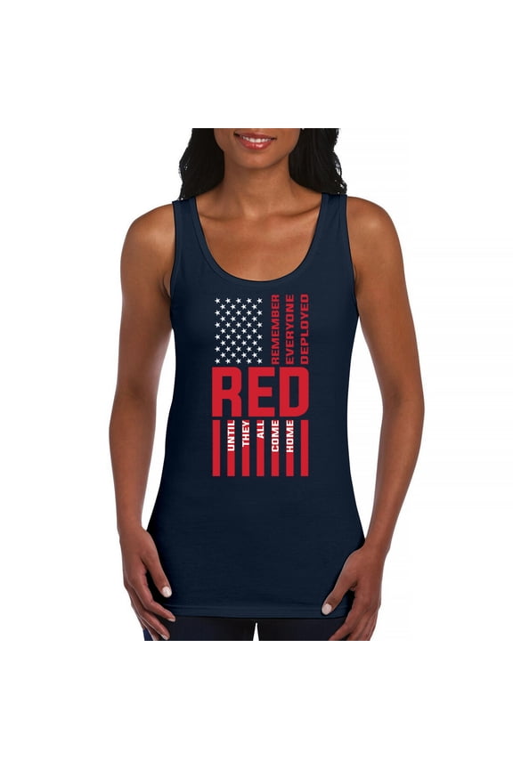 Remember Everyone Deployed Women's Tank Top Until They All Come Home RED Friday Military US Flag American Patriot