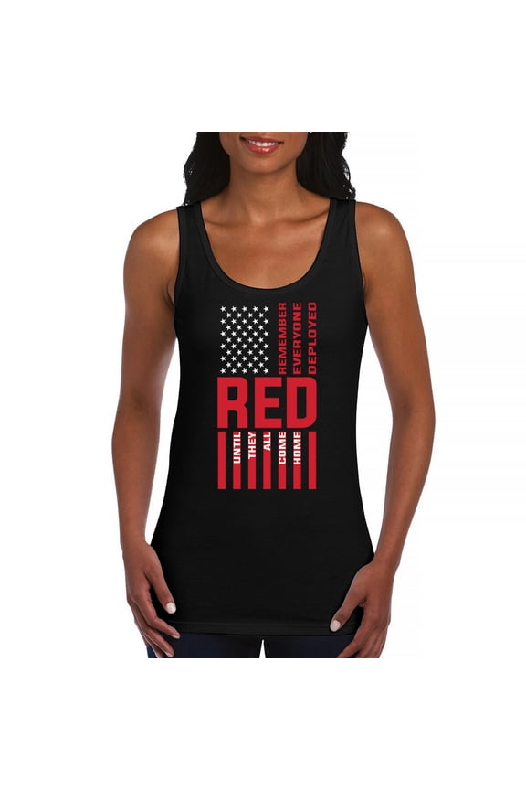 Remember Everyone Deployed Women's Tank Top Until They All Come Home RED Friday Military US Flag American Patriot