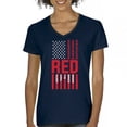 thumbnail image 1 of Remember Everyone Deployed Women's V-Neck T-shirt Until They All Come Home RED Friday Military US Flag American Patriot Tee, 1 of 7