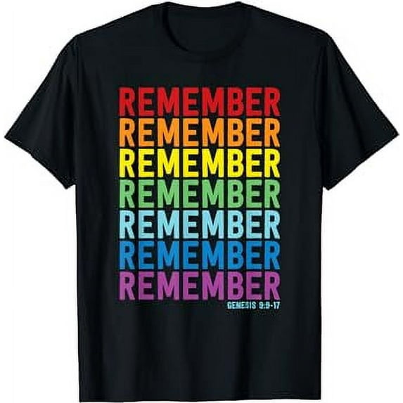 Remember God's Promise Gen 9:13-15 Christian Rainbow T-Shirt
