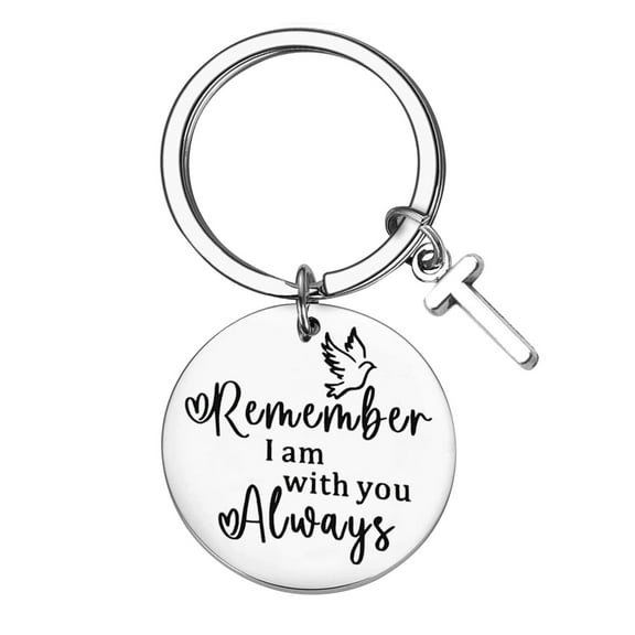 Remember I Am With You Always Keychain Stainless Steel Inspirational Gift for Family