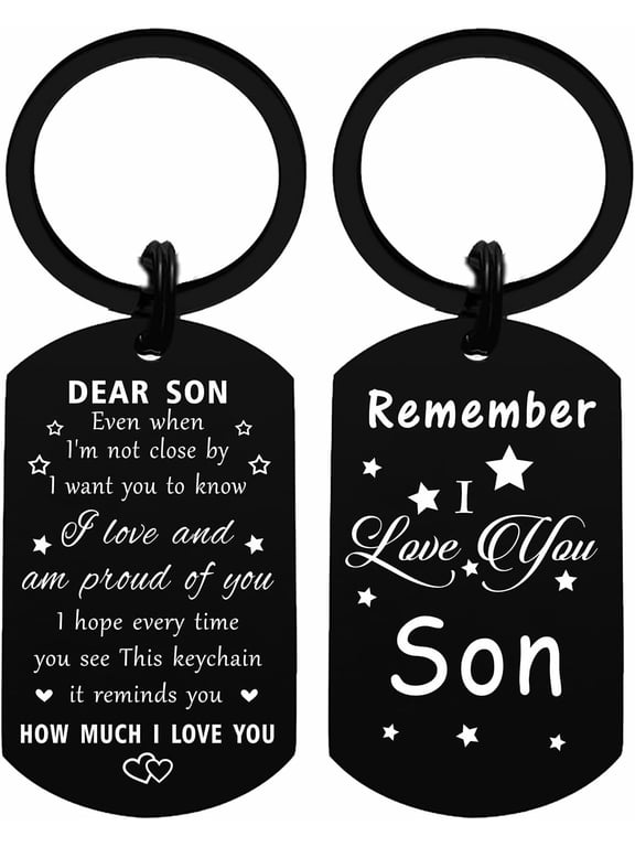 Remember I Love You Son Birthday Gifts, Best Proud of Son Keychain for Our Teen Boy, Fathers Day from Mom