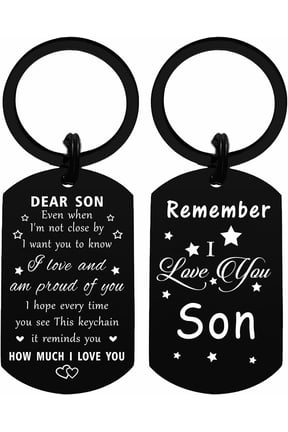 Remember I Love You Son Birthday Gifts, Best Proud of Son Keychain for Our Teen Boy, Fathers Day from Mom