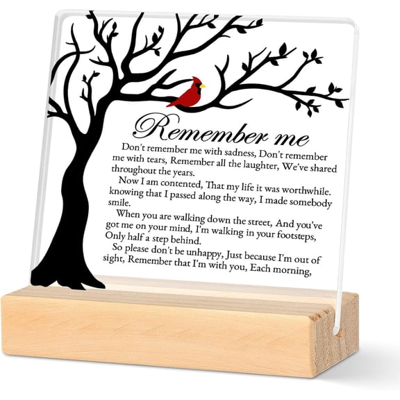 "Remember Me" Memorial Acrylic Plaque with Cardinal