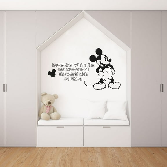 Remember Mickey Mouse Quote Disney Cartoon Quotes Wall Sticker Art Decal for Girls Boys Room Bedroom Nursery Kindergarten House Fun Home Decor Stickers Wall Art Vinyl Decoration Size (35x40 inch)
