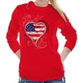 thumbnail image 1 of Remember Our Soldiers USA Flag Heart Women's Long Sleeve T Shirt Brisco Brands S, 1 of 6