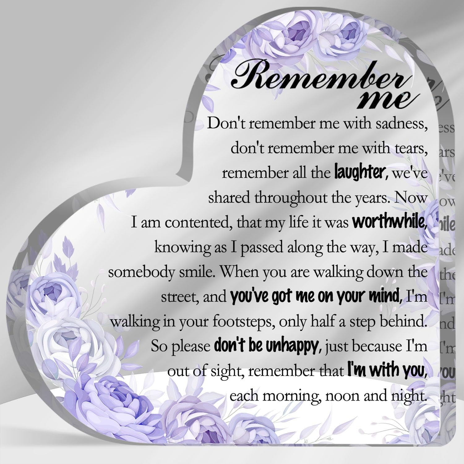 Remember Me Sign Sympathy Gifts for Loss of Loved One Bereavement Decor  Sign Memorial Gifts for Loss of Mother Father Condolence Acrylic Plaque  with ..., image size:1500x1500