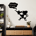 thumbnail image 1 of Remember To Smile - Cute Aladdin Pet Monkey Abu the Capuchin Monkey Cute Slhouette Vinyl Wall Art Sticker Wall Decal Home Kids Room Study Room Boys Wall Décoration Design Décor Size (20x18 inch), 1 of 3