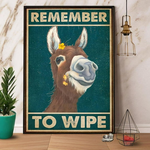 Remember To Wipe Donkey Retro Paper Poster No Frame Matte Wall Art Decor 11 x 17 Inch Poster