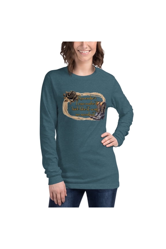 Remember Unisex Long Sleeve Tee (Heather Deep Teal, S)