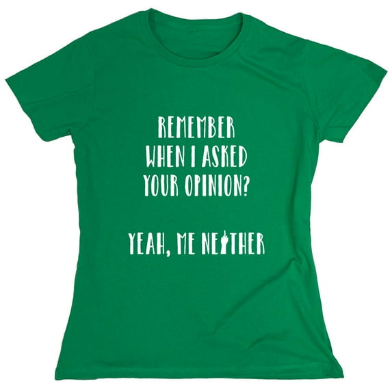 Remember When I Asked Your Opinion Sarcastic Humor Novelty Funny Women's Casual Tees