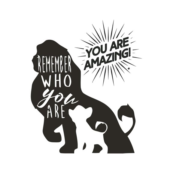 Remember Who You Are Inspiring Cartoon Movie Quote Silhouette Decal Wall Art Sticker Designs Vinyl Stickers For Home House Walls Rooms Windows Bedroom Decoration Size (26x26 inch)
