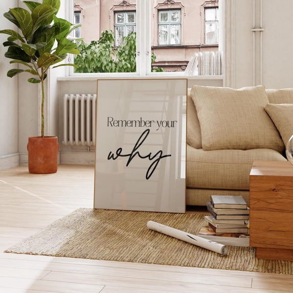 Remember Your Why Minimalist Office Motivational Wall Art Decor, Unframed Canvas 24x36in