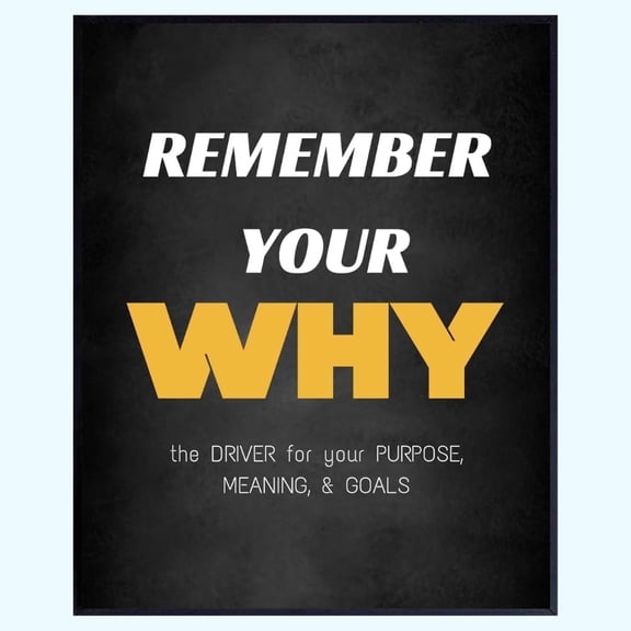 Remember Your Why Wall Art  Motivational Poster for Gym, Office, or Study Room, Inspirational Quote Gift