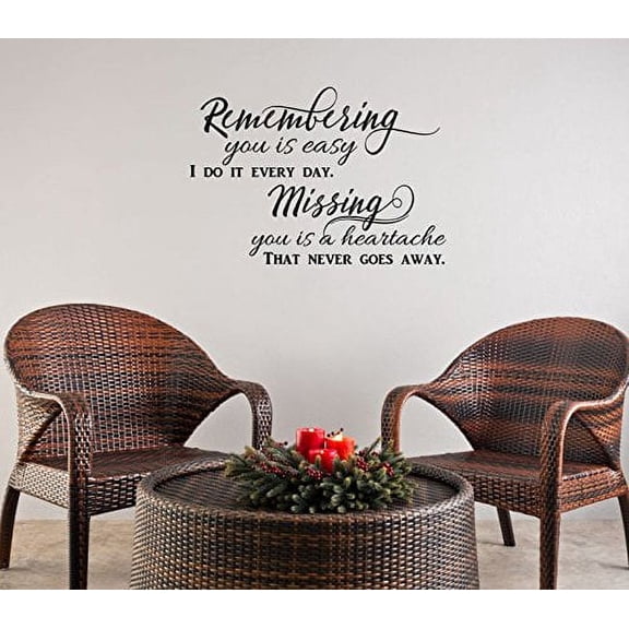 Remembering You Is Easy Vinyl Lettering Quote Wall Decor Art Memorial Decals 23x16-Inch Black