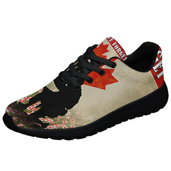 Remembrance Day Canadian Veteran LeStWe Forget Shoes Sneakers Black Size 9.5