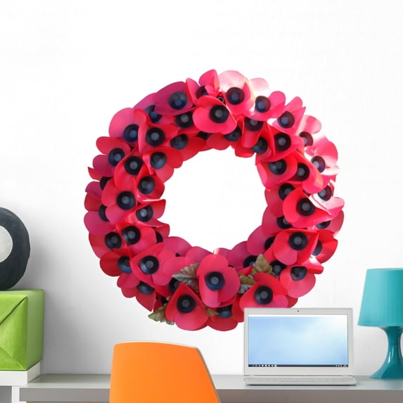 Remembrance Day Poppy Wreath Wall Mural by Wallmonkeys Peel and Stick Graphic (24 in H x 24 in W) WM215066