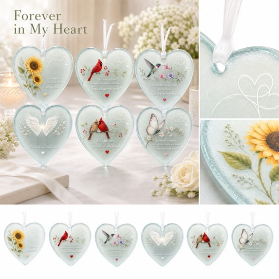 Remembrance Gift for Loss Heart Shaped Hanging Ornament with Semi-Transparent Design, Sentimental in Loving Memory Keepsake for Home Decoration, Sympathy Gifts for Loss of Loved