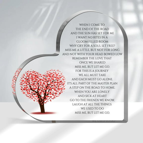 Remembrance Gifts, Sympathy Gifts, Funeral in Memory of Loved One, Heart Shaped Acrylic Decor Sign, Grieving Gift with Sympathy Condolence, Bereavement Condolence Gifts