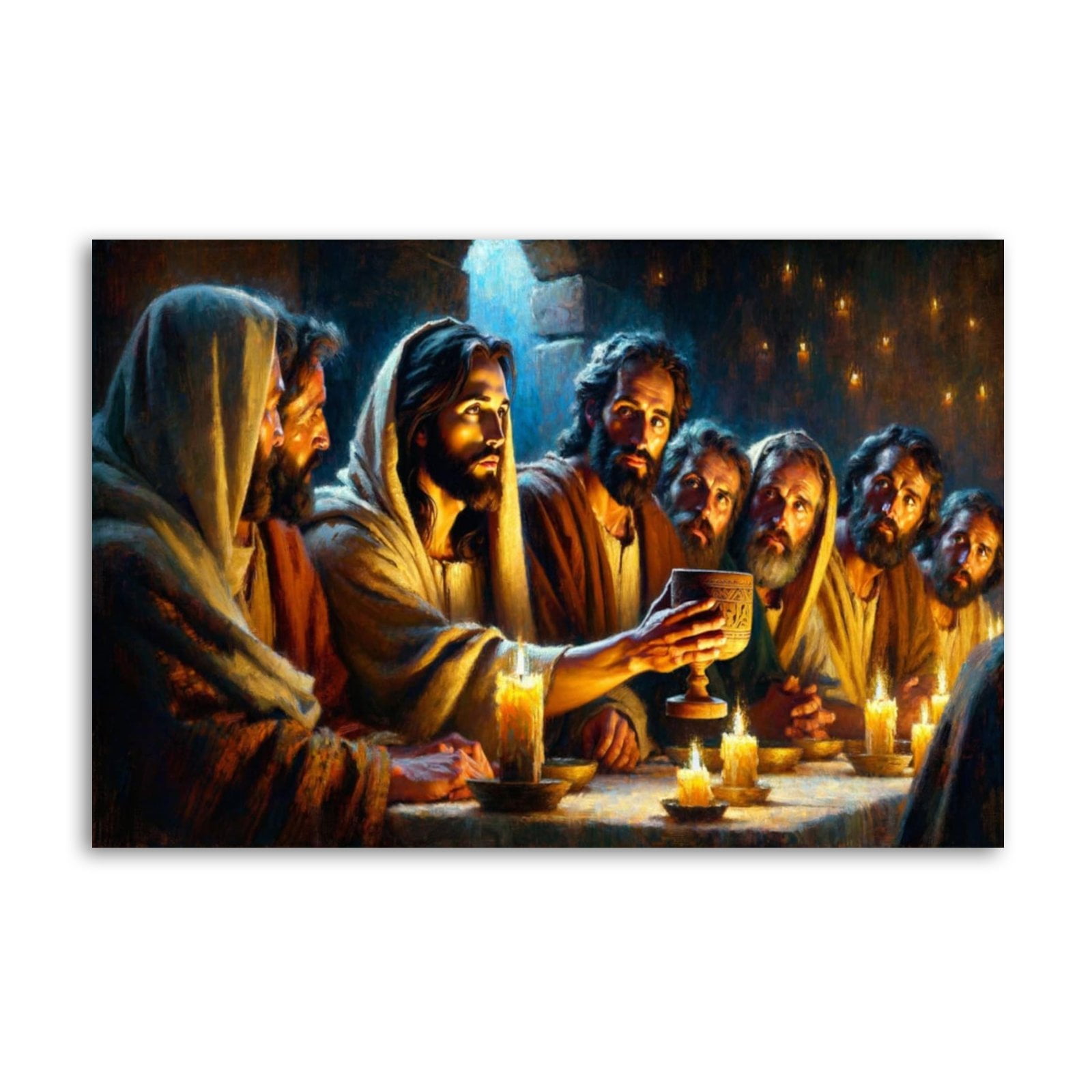 In Remembrance of Me Jesus Blessing The Sacrament at His Last Supper Art  Poster Canvas Painting Decor Wall Print Photo Gifts Home Modern Decorative  ..., image size:1600x1600