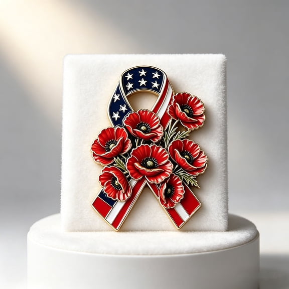 Remembrance Poppy Brooch Pin Memorial Day Veterans Day Enamel Flower Lapel Pin Commemorative Jewelry Gift For Remembrance Ceremony Parade Jacket Bag Outfit Accessory