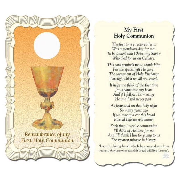 Remembrance of My First Holy Communion Catholic Prayer Holy Card with ...