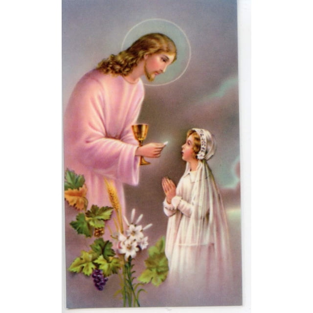 Remembrance of my First Holy Communion (girl) holy card - laminated ...