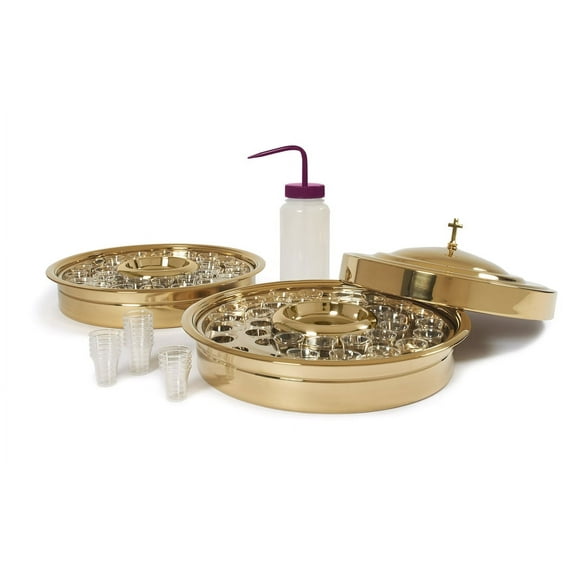 RemembranceWare: Communion Starter Kit - Brass Finish : Stainless Steel Communion Service / Communion Cup Filler / Smooth-Rim Plastic Cups (Other merchandise)