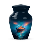 Remembrate 3 Inch Sailing Ship Memorial Keepsake Urn for Ashes Mom - Blue Small Funeral Cremation Urn - Mini Ocean Decorative Urns for Adults - Burial Unique Ashes Container