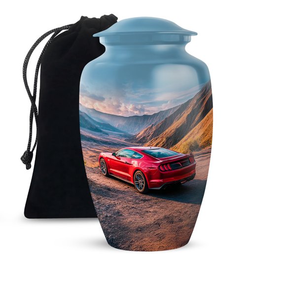 Remembrate Car Cremation Urns for Human Ashes Adult Man 10 Inch - Mountains Funeral Urns for Adult Ash Mother and Father Remains - Blue Ash Holders for Human Ashes