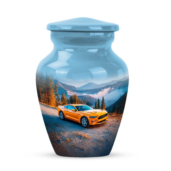 Remembrate Car Cremation Urns for Human Ashes Keepsake 3 Inch - Mountains Mini Urns for Human Ashes for Men and Women - Blue Funeral Urn for Mother and Father - Adult Remains for Burial