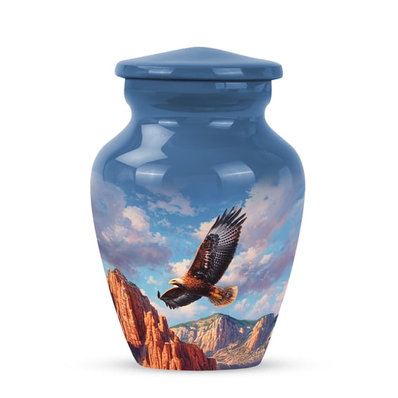 Remembrate Eagle Decorative Urns for Human Ashes Man 3 Inch - Mountains Multipurpose Cremation Urns for Mother and Father Remains - Memorial Small Urn for Ashes Adult Male