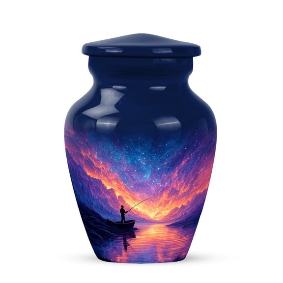 Remembrate Fishing Burial Urns for Cremated Remains for Husband and Wife Remains - Small Memorial Colorful Stars Urn for Ashes for Mom and Dad - Urns for Ashes Adult Female and Male - 3 Inch