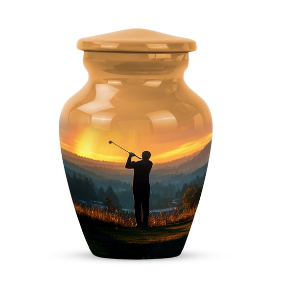 Remembrate Golf Ball Burial Urns for Cremated Remains - Sunset Small Urns for Women Human Ashes 3 Inch - Keepsake Urn for Male and Female Cremation - Funeral Urn for Mom and Dad